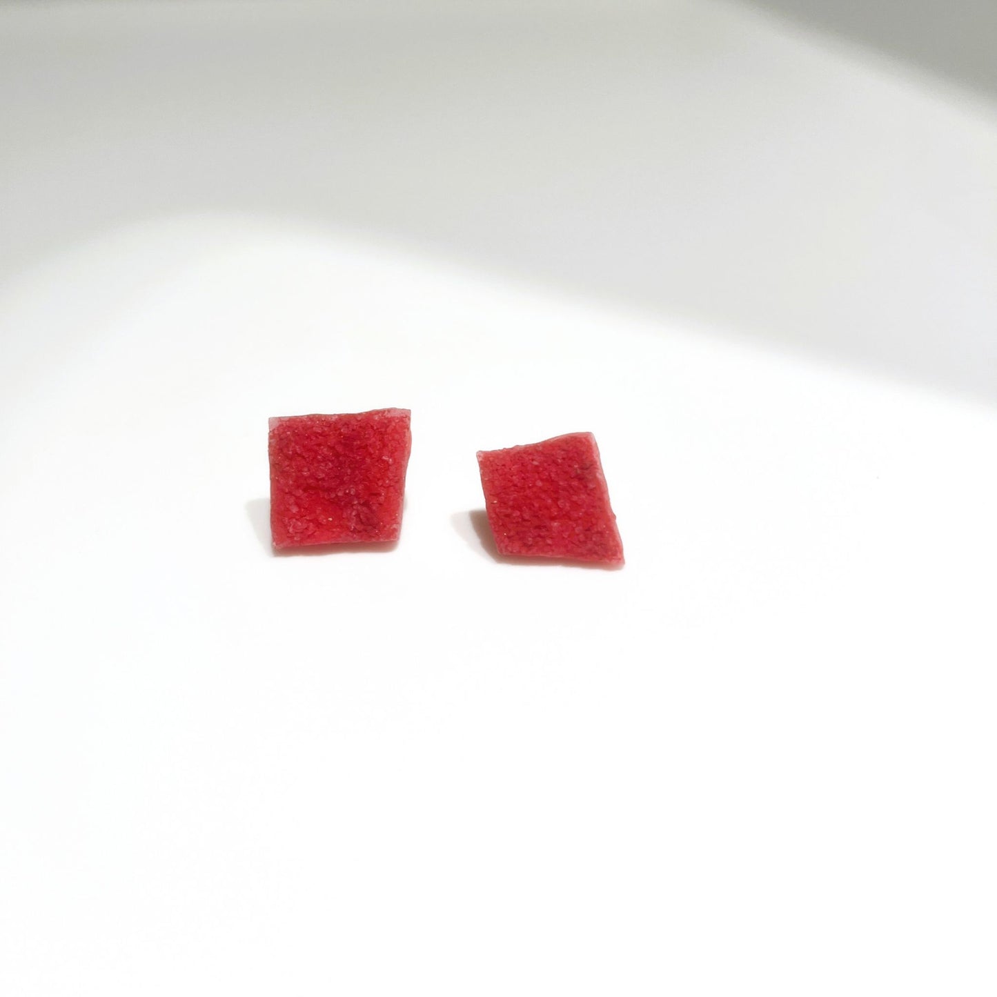 Salis Rectangular Organic Red Earrings