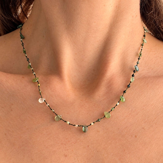 Green Tourmaline Drops Necklace