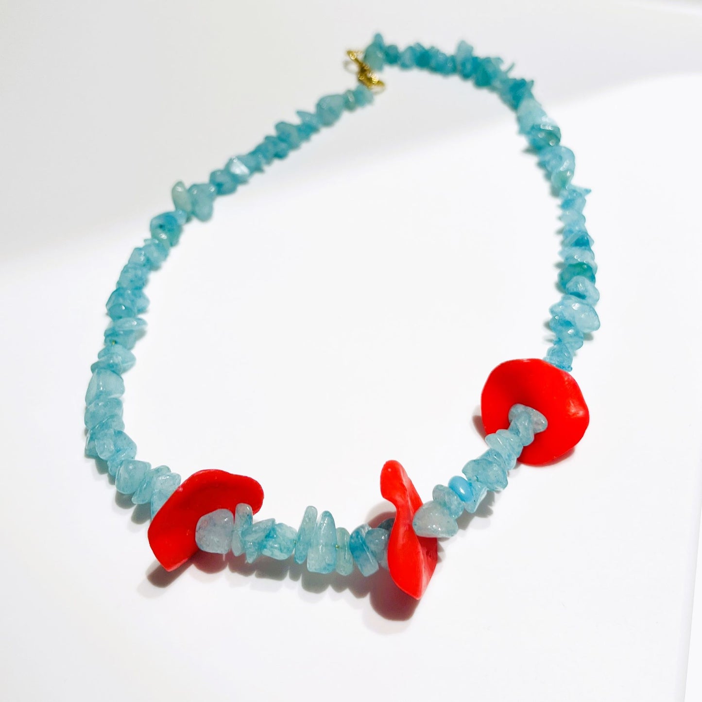 Lepsiron Tharsos Nephrite Light Blue & Red Necklace