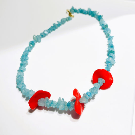 Lepsiron Tharsos Nephrite Light Blue & Red Necklace