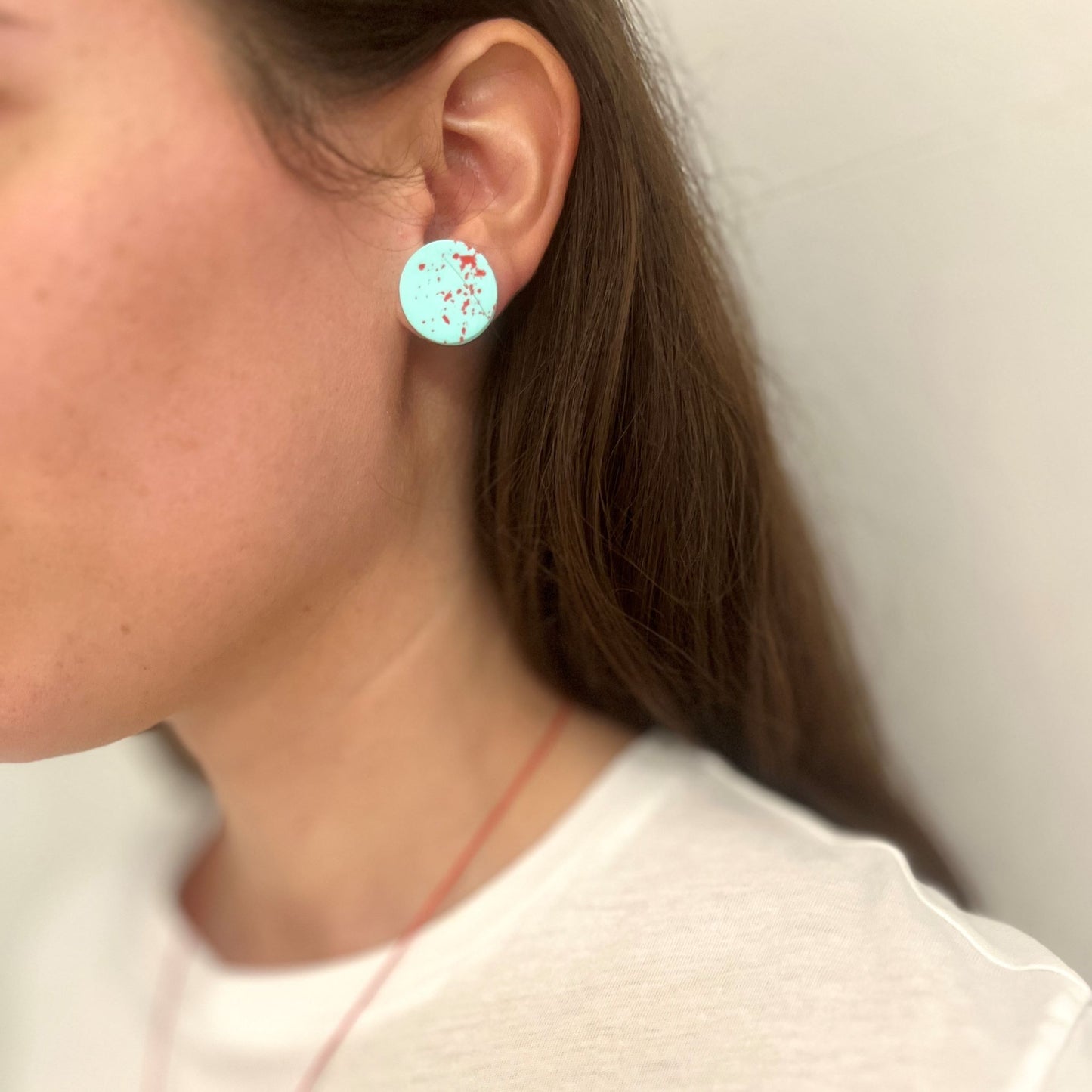Sigri Light Blue & Red Earrings