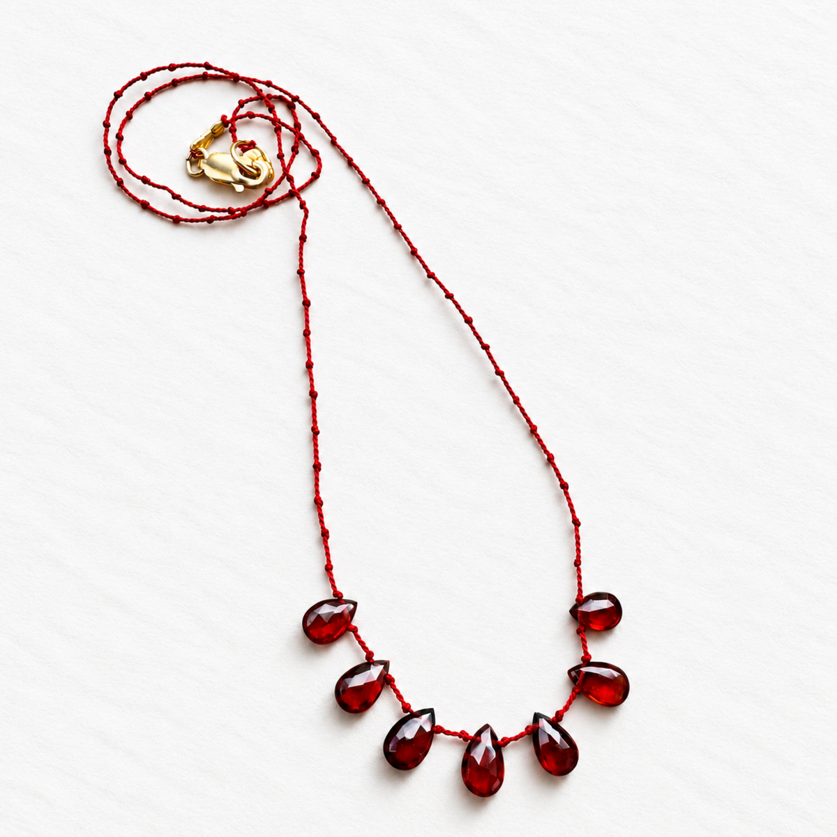 Garnet Seven Drops Necklace